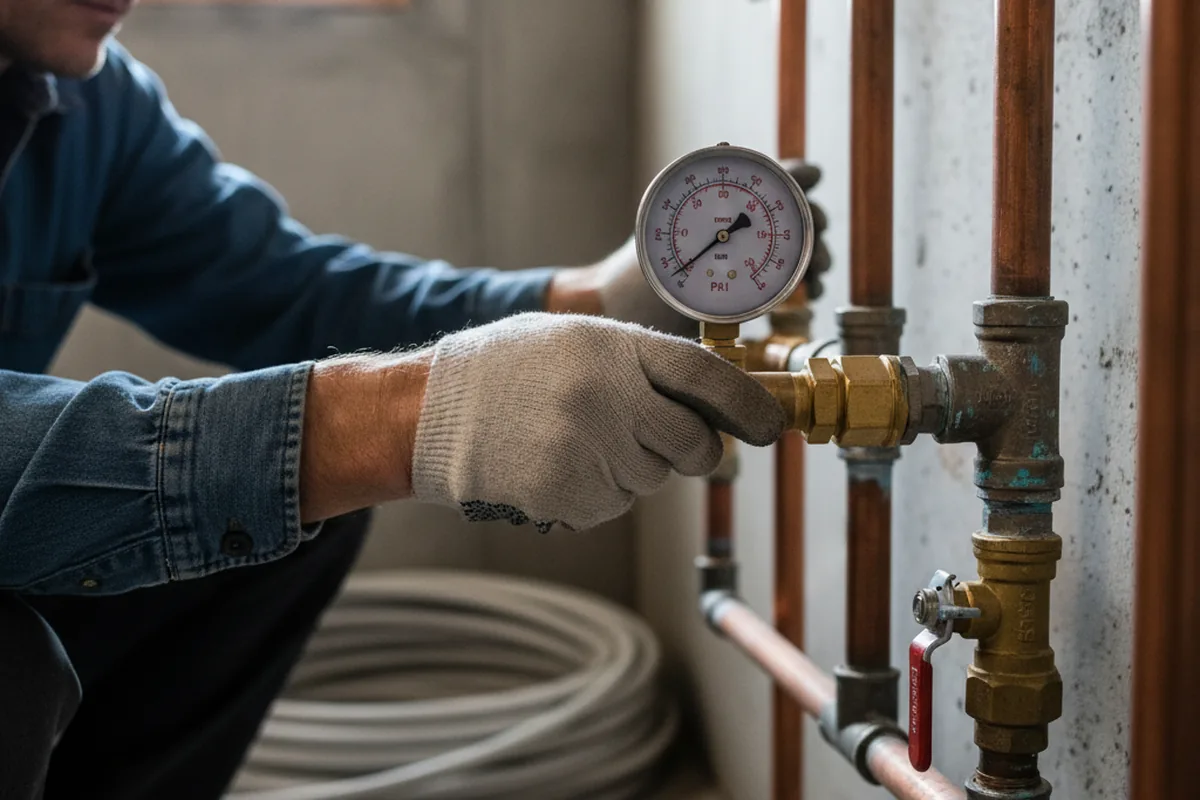 Pressure testing a repaired line during Water Line Repair in Dallastown